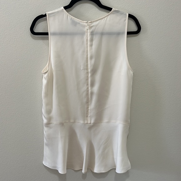 NWOT Theory Cream 100% Silk Tank Top with Zipper and 2 Small Slits - Picture 5 of 6